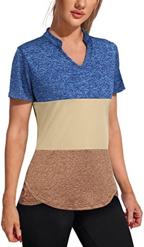 קורון נשים חולצות אימון שרוול קצר צוואר לחות הפתילה חולצות יוגה למעלה גולף אתלטי ריצה מקרית חולצות