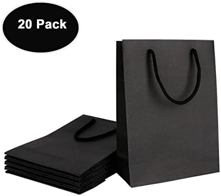 דריו שקיות מתנה שחורות גדולות מתנה שקיות נייר מתנה שקיות מתנה 9.8x4.3x13 אינץ 'חבילה של 20