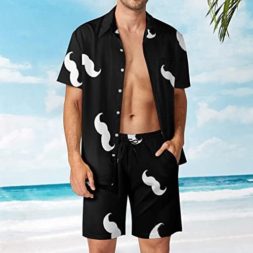 Baikutouan זקן בן 2 חלקים חולצה הוואי חליפות חליפות כפתור רופף מזדמן למטה ומכנסיים קצרים בחוף תלבושות