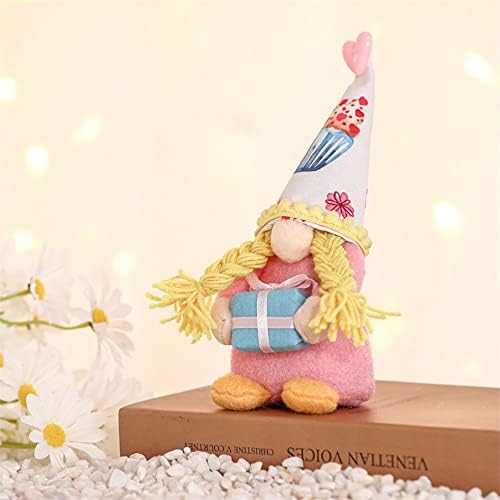 Gnome Valentine's Day 2pack Gnomes ורוד עיצוב קטיף שדון בעבודת יד Tomte Scandinavian Gnomes חג המולד