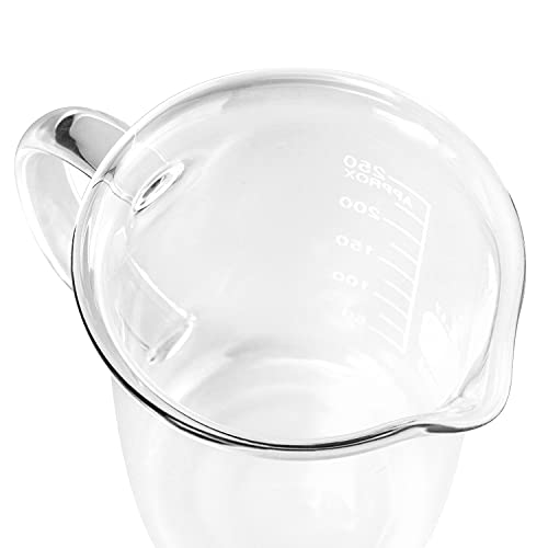כוס עבודה עם ידית, 250 מ ל/8.45 עוז, זכוכית בורוסיליקט, כוס מדידה, ספל כוס עם זרבובית מזיגה