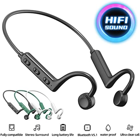 אוזניות הולכת עצם, אוזניות אוזניים פתוחות Bluetooth 5.0 אוזניות אלחוטיות ספורטיביות עם מיקרופון מובנה