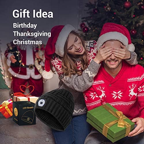 כובע כפה לד עם אורות, מתנות לגברים נשים גרב חומרים לגברים רעיון מתנת יום הולדת לחג המולד לבעל אבא בני