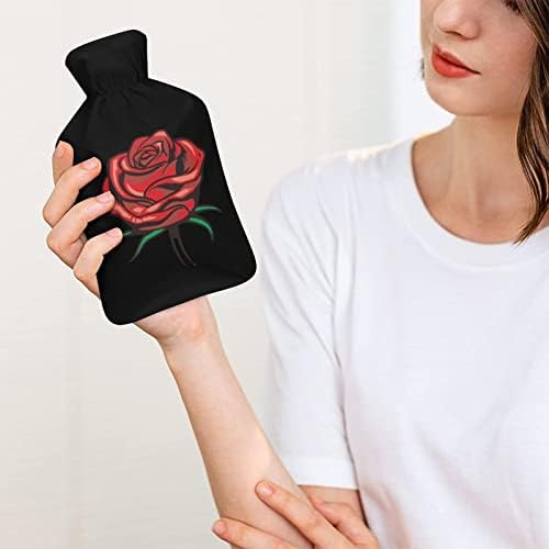 בקבוק מים חמים פרחוני ורד אדום עם כיסוי רך שקית מים חמים לרגליים ידניות כתף צוואר חמה יותר