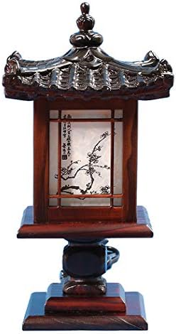 עתיק חי עץ מגולף מנורת שולחן בעבודת יד ביתן קוריאני מסורתי ביתן ביתן פגודה עיצוב ארט דקו פנס חום אסייתי