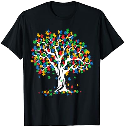 עץ של חיים אוטיזם מודעות חודש מצחיק תומך מתנה חולצה