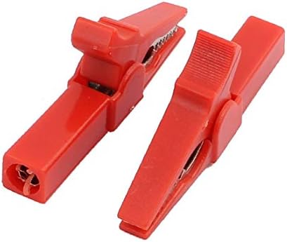 2 יחידות מולטימטר 1500 וולט 32 אדום מבודד קליפ תנין מתכת מצופה פלסטיק אדום(2 יחידות מולטמטרו 1500 עם