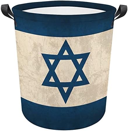בציר ישראל דגל סלי כביסה עם ידיות עמיד למים מתקפל עגול בגדי סל אחסון ארגונית