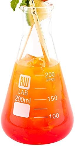 מעבדה 200 בקבוקי בקבוקי זכוכית, 10 צלוחיות חרוטיות בטוחות למדיח כלים-בהשראת כימיה, עמידות בפני שריטות,