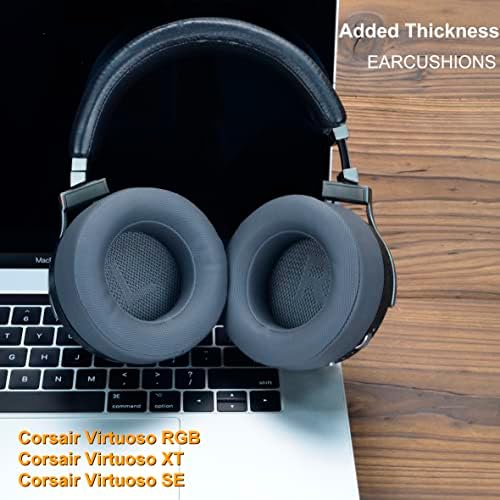 וירטואוז XT כרית אוזניים עבה יותר שדרוג איכות - רפידות אוזניים החלפת כרית אוזניים עבור Corsair Virtuoso