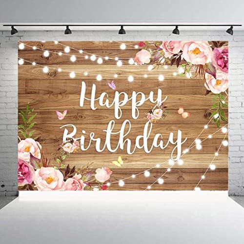 9 * 6 רגל ורוד פרחוני יום הולדת שמח רקע פרפר רצפת עץ בצבעי מים פרחים בנות נשים צילום רקע באנר עוגת שולחן