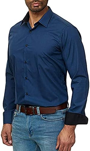 Xxbr חולצות מזדמנים עסקיות לגברים, 2021 סתיו גברים מפני צווארון סגנון עסקי סגנון עסקי רופף חולצה חולצה