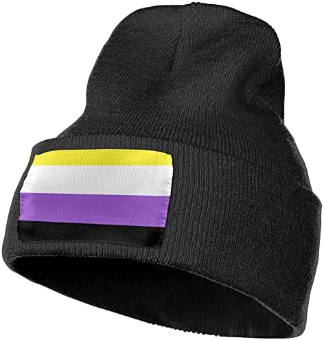 מוקסון שאינו בינארי דגל לסרוג כפת חורף כובעי עבור גברים ונשים סרוג באזיקים גולגולת כובע אקריליק יומי