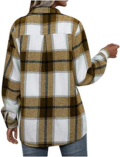 טפיאנג סתיו מעילי נשים טרנדי ארוך שרוול כפתור למטה משובץ חולצות אופנה מקרית מעילי קל משקל ארוך מעילים