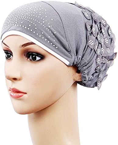 נשים כפת טורבן כובע למתוח אבני חן בארה ' ב אופנה לעטוף גולגולת כובעי מוצק צבע בבאגי מוסלמי מטפחת