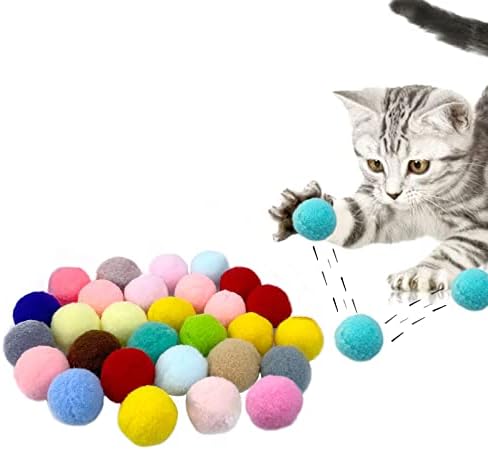 אנדיקר חתול ניצוץ כדורי, 1.5 סנטימטרים 20 יחידות צבעוני טינסל חתול גליטר כדורי ללעוס ולרדוף חתול פום