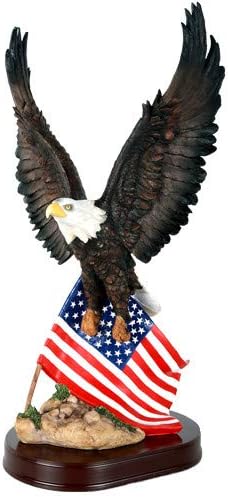 כלי מתנה של פסיפיק נשר אמריקאי עם כוכבי דגל אמריקאים ופסים ישן באנר מרוסן ישן פסל עץ בסיס עץ פסלון עיצוב