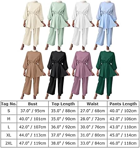 OBEEII תלבושות ערבית של המזרח התיכון לנשים שרוול ארוך מכנסי רגל רחבים קבעו דובאי בגדים מוסלמים אסלאמיים