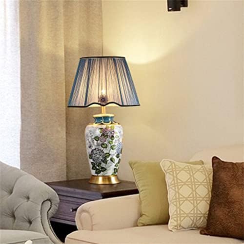 מנורת שולחן נחושת LLLY מנורת מיטה מנורת קרמיקה מנורות שולחן נדיבות לחדר שינה מעוטר בסלון