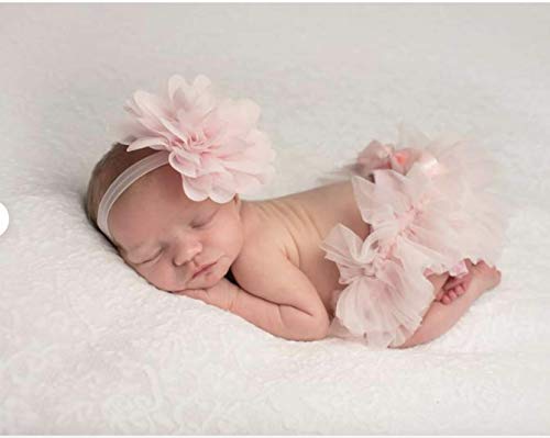 לפרוע טוטו בלומר & מגבר; תחרה פרח תינוק בגימור סט, יילוד תינוקת, בלט ורוד, 0-3 חודש יילוד תמונה סט/אבזר