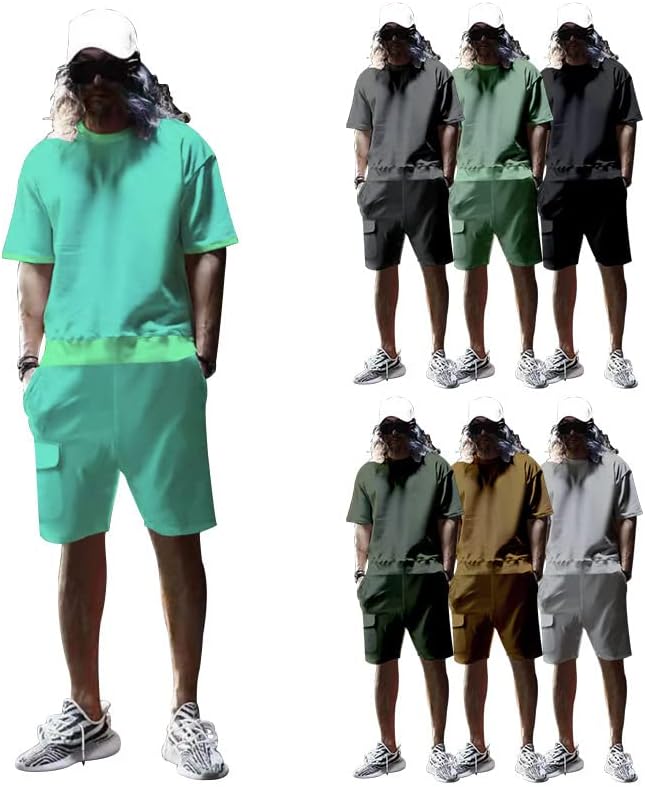 גברים של קיץ 2 חתיכה תלבושות אימון חולצה מטען קצר סטי אימוניות