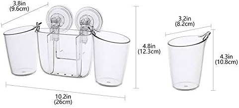 מדף מקלחת APBEAM פלסטיק אמבטיה צלול ללא קידוח מדפי אחסון מארגן מארגן עם כוס יניקה