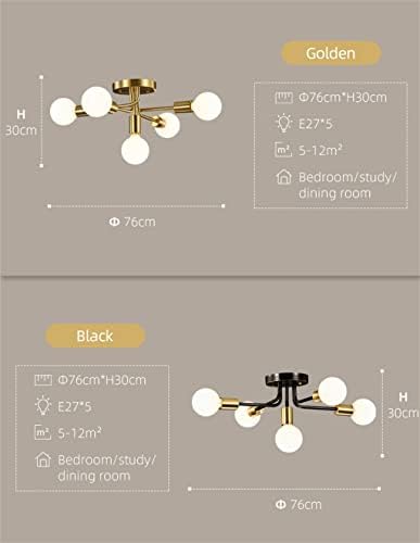 נברשת KFJBX לתיקון תאורה מקורה זהב/שחור נורת תאורה מקורה לחדר שינה בסלון