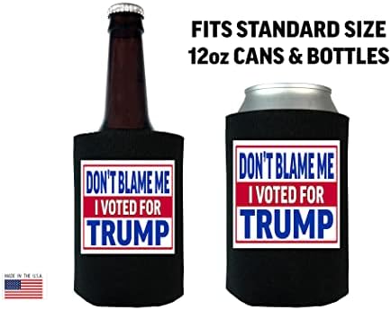 מצחיק ניאופרן לא מאשים אותי הצבעתי עבור טראמפ מתקפל בירה יכול בקבוק משקאות קריר שרוולים 2 חבילה שחור