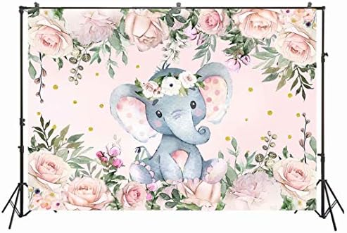 6.5 על 5 רגל ורוד פרחים פיל תינוק מקלחת רקע מין לחשוף חמוד פיל פרחוני תא צילום תפאורות תינוק יילוד יום