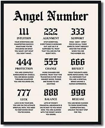 16x20in - מספר מלאך פוסטר לא ממוסגר, מסר אלוהי, הילה, כרזות שיפוע, חוק המשיכה להדפיס, אישורים רוחניים,