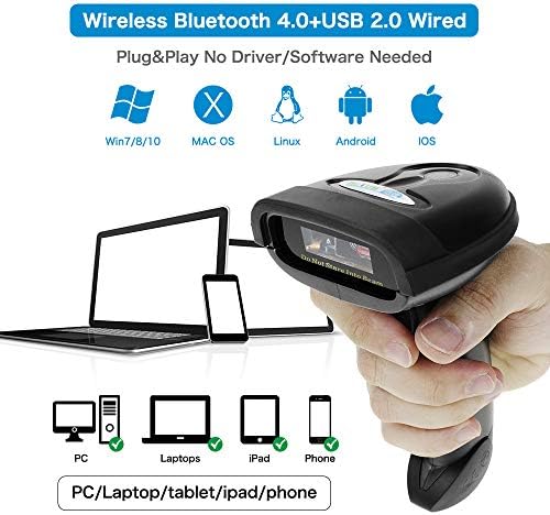 Netum NT-1228BC Bluetooth CCD CCD Barcode Scanner ו- E800 קליפ אחורי Bluetooth 2D QR ברקוד סורק סורק